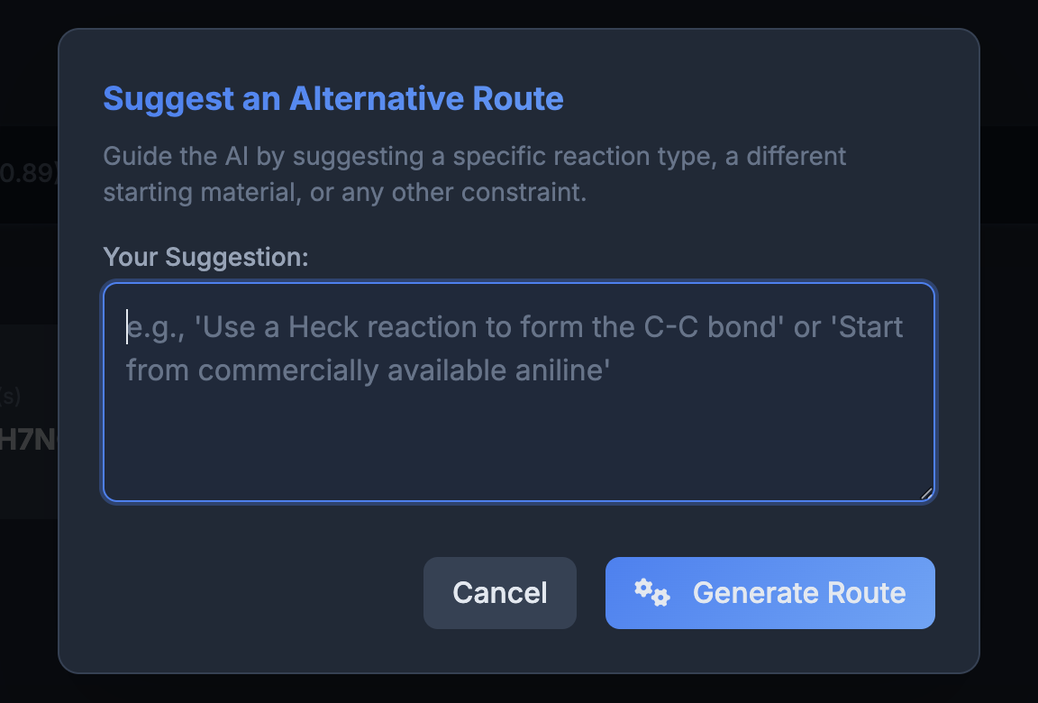 Generating a novel synthesis route using natural language with a foundation model