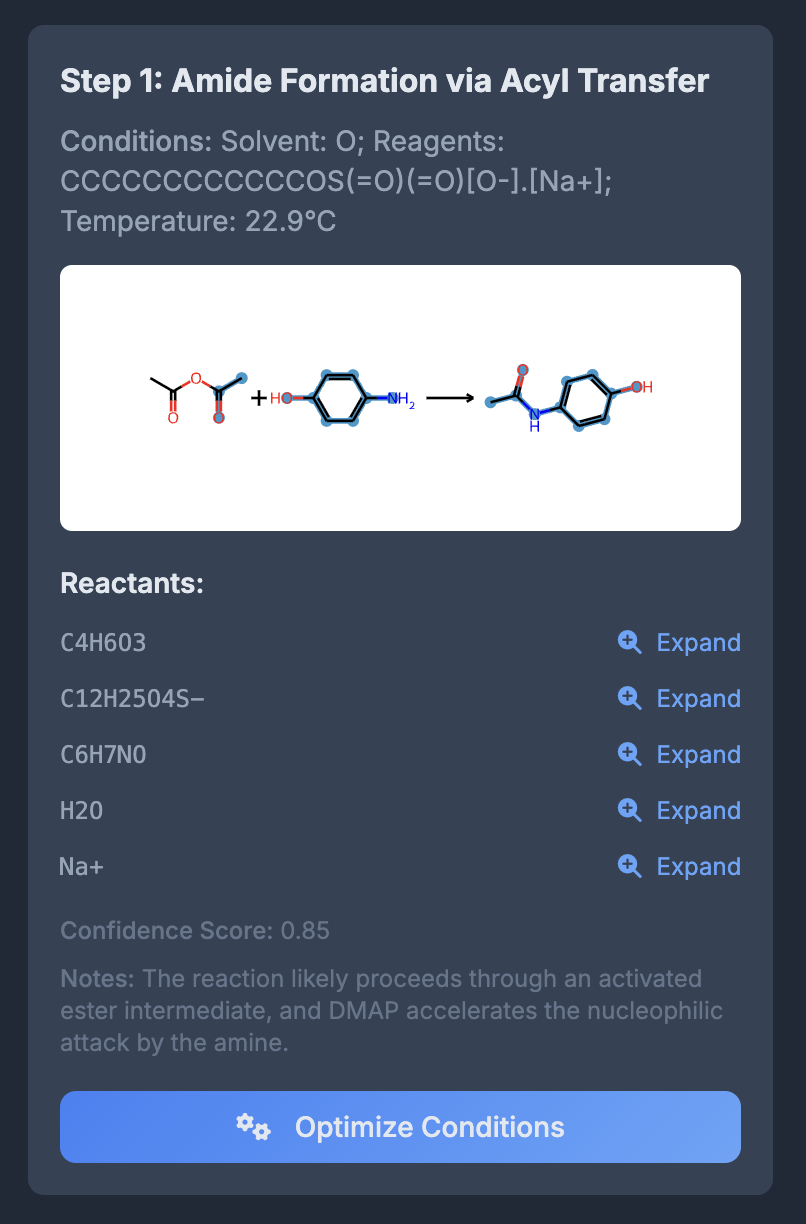 Selecting a reaction step to optimize