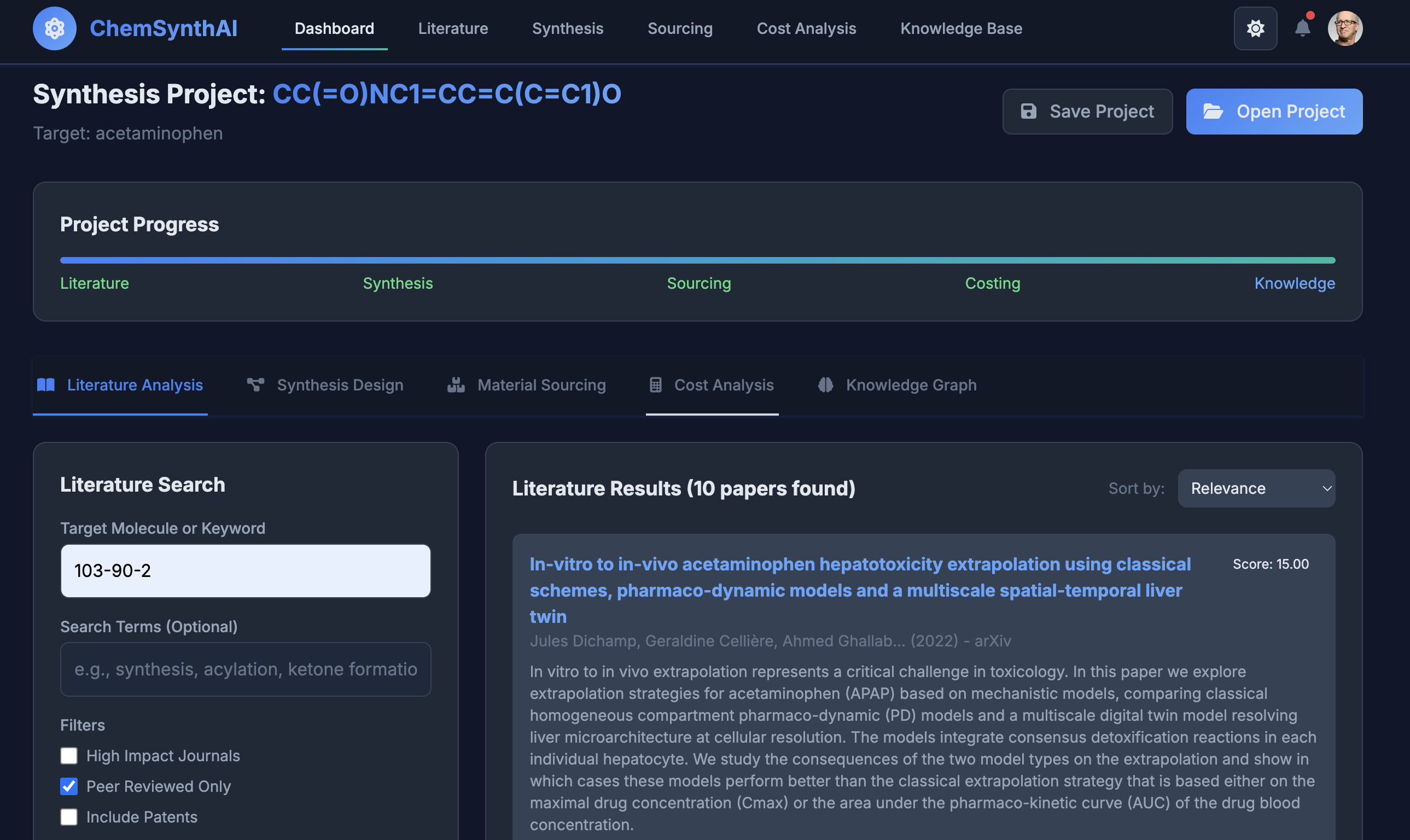 ChemSynthAI Literature Analysis Dashboard